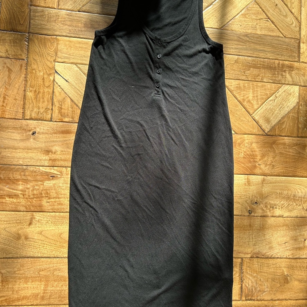 Z Supply Black Button-Front Midi Dress
